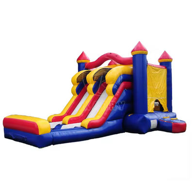3in1 Doppelspur aufblasbare Sprungkasten-Slide-Combo in farbenfrohem Design für Unisex