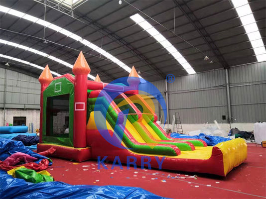 3in1 Doppelspur aufblasbare Sprungkasten-Slide-Combo in farbenfrohem Design für Unisex
