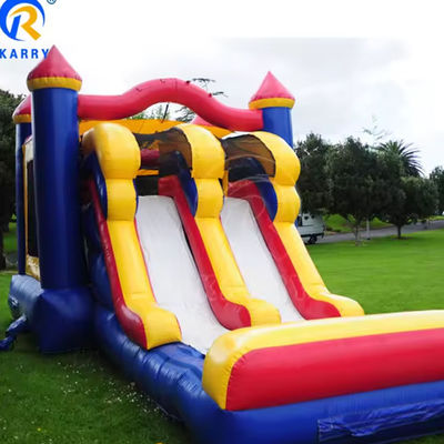 3in1 Doppelspur aufblasbare Sprungkasten-Slide-Combo in farbenfrohem Design für Unisex