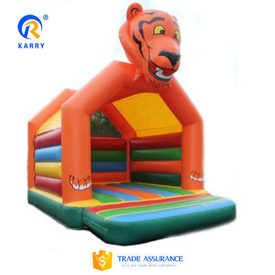 PVC Tarpaulin Karikatur Tiger Jumping Kids Schloss mit aufblasbarem Aussteiger