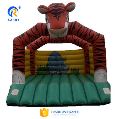 PVC Tarpaulin Karikatur Tiger Jumping Kids Schloss mit aufblasbarem Aussteiger