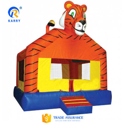 PVC Tarpaulin Karikatur Tiger Jumping Kids Schloss mit aufblasbarem Aussteiger
