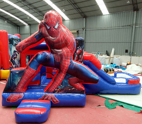 Versand per See/Luft PVC Spiderman Aufblasbares Sprunghaus mit Schieberegler