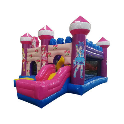 Mädchen Rosa Cartoon Bala Magische Fee Aufblasbare Türsteher Schloss mit Schiebe 6*4*3.5m Größe