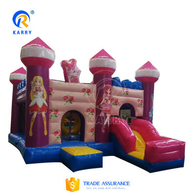 Mädchen Rosa Cartoon Bala Magische Fee Aufblasbare Türsteher Schloss mit Schiebe 6*4*3.5m Größe