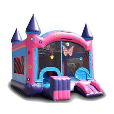 Mädchen Rosa Cartoon Bala Magische Fee Aufblasbare Türsteher Schloss mit Schiebe 6*4*3.5m Größe
