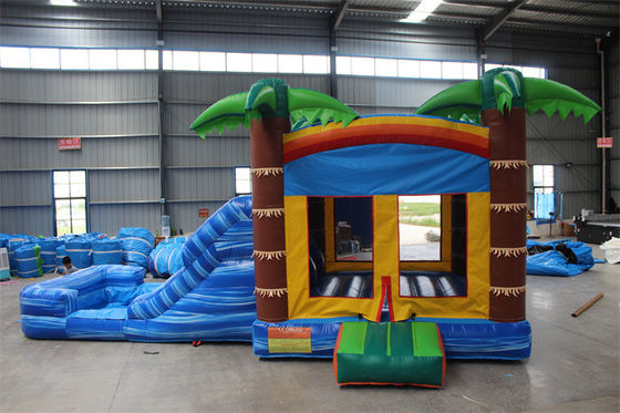 Unisex Palmenbaum aufblasbare Springburg Sprungburg mit Pool und Sprungbereich