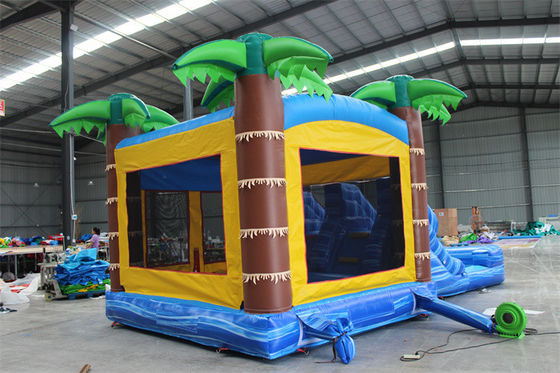 Unisex Palmenbaum aufblasbare Springburg Sprungburg mit Pool und Sprungbereich