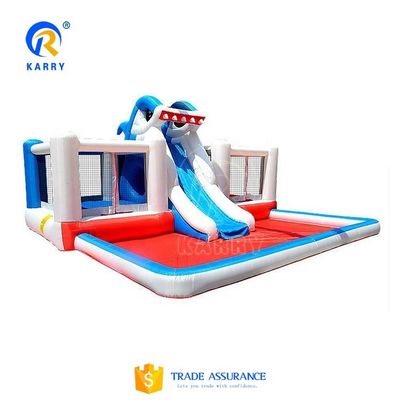 Castle Kids aufblasbare Haie Sprung-Haus-Springer mit Wasserrutsche und tragbaren Design