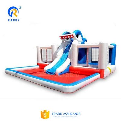 Castle Kids aufblasbare Haie Sprung-Haus-Springer mit Wasserrutsche und tragbaren Design