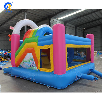Unisex PORTABLE Regenbogen-Einhörner Schloss Sprung-Bouncer-Slide Combo in Regenbogenfarbe