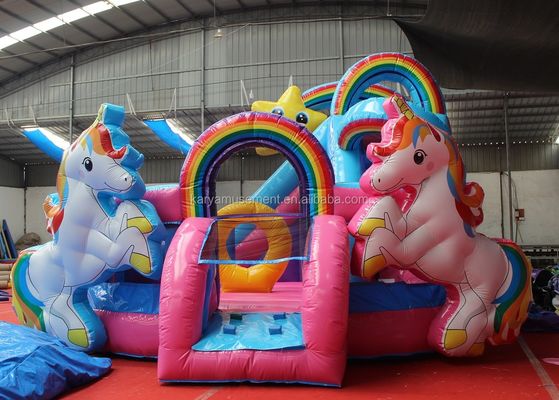 Vermietung für Geschäftspartys 5x5.5m aufblasbares Sprungschloss mit Einhorn