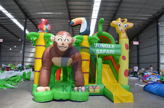 Jungle Adventure Castle aufblasbare Türsteher-Slide-Combo mit Jungle Animal Design