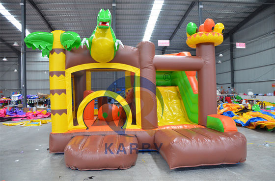Jungle Adventure Castle aufblasbare Türsteher-Slide-Combo mit Jungle Animal Design