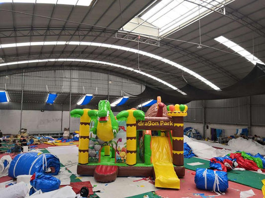 Commercial Bouncy House PVC aufblasbarer Aussteiger Schloss Combo Rutsche im Dschungel Dino Park
