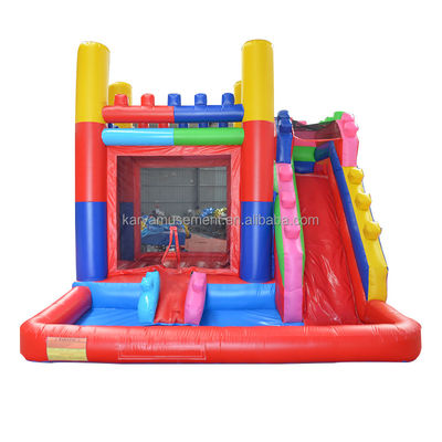 Commercial Jumping Castle Combo mit aufblasbaren PVC-Bausteinen und Rutschen