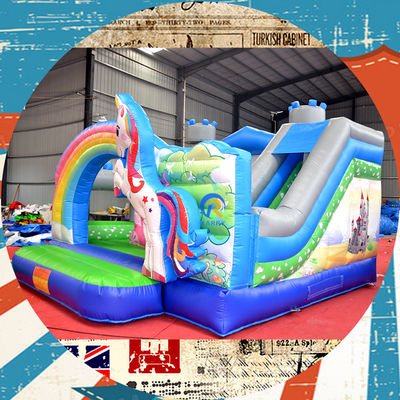 PORTABLE KINDERKASTEL Spielhaus mit Einhorn und Regenbogenbrücke