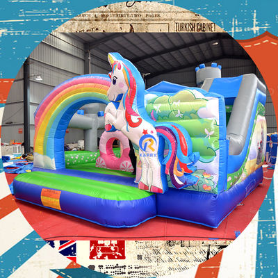 PORTABLE KINDERKASTEL Spielhaus mit Einhorn und Regenbogenbrücke