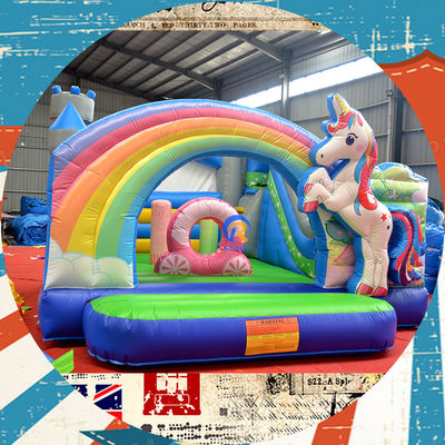 PORTABLE KINDERKASTEL Spielhaus mit Einhorn und Regenbogenbrücke