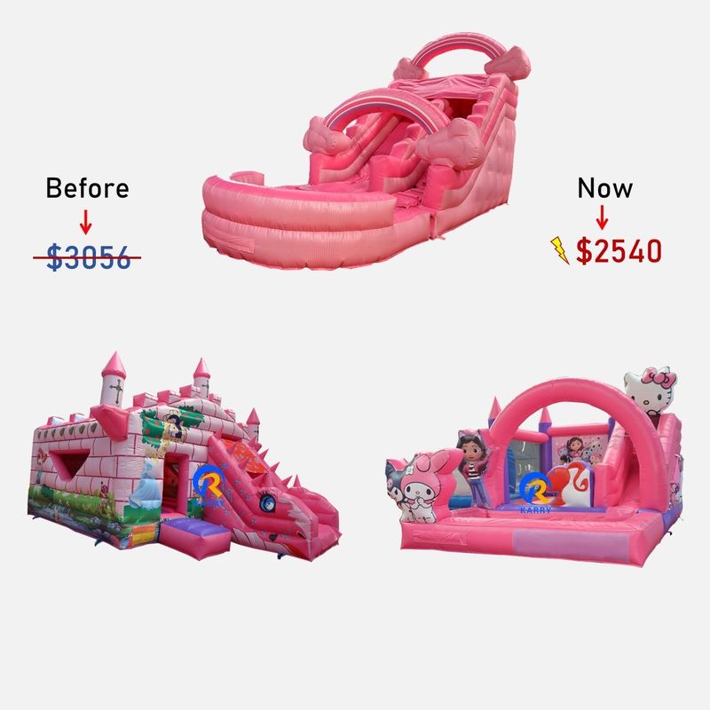 See Air oder Express Versand Unisex Pink aufblasbares Sprunghaus Combo mit Rutschen