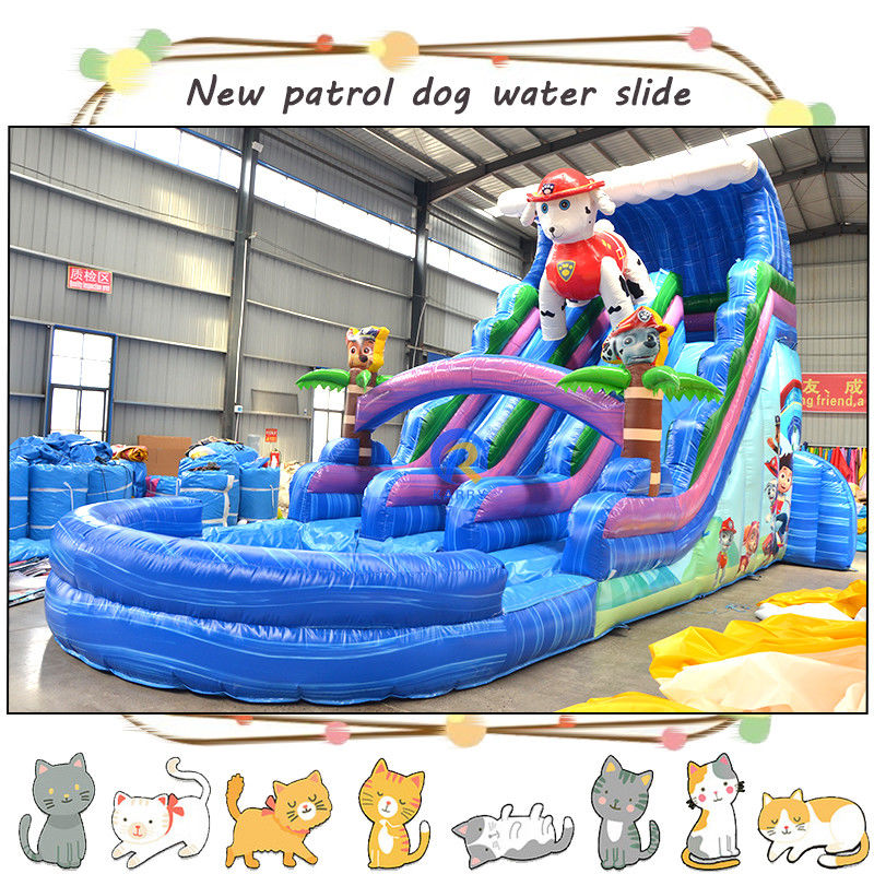 Unterhalten Sie die Kinder mit 3D-Pa-Patrollen aufblasbare Wasserrutsche und Pool Doppelspur-Design