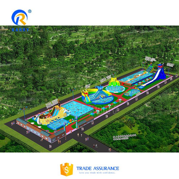 Logo/Muster Digitaldruck maßgeschneiderte Größe Aufblasbarer Wasserpark für Vergnügungspark