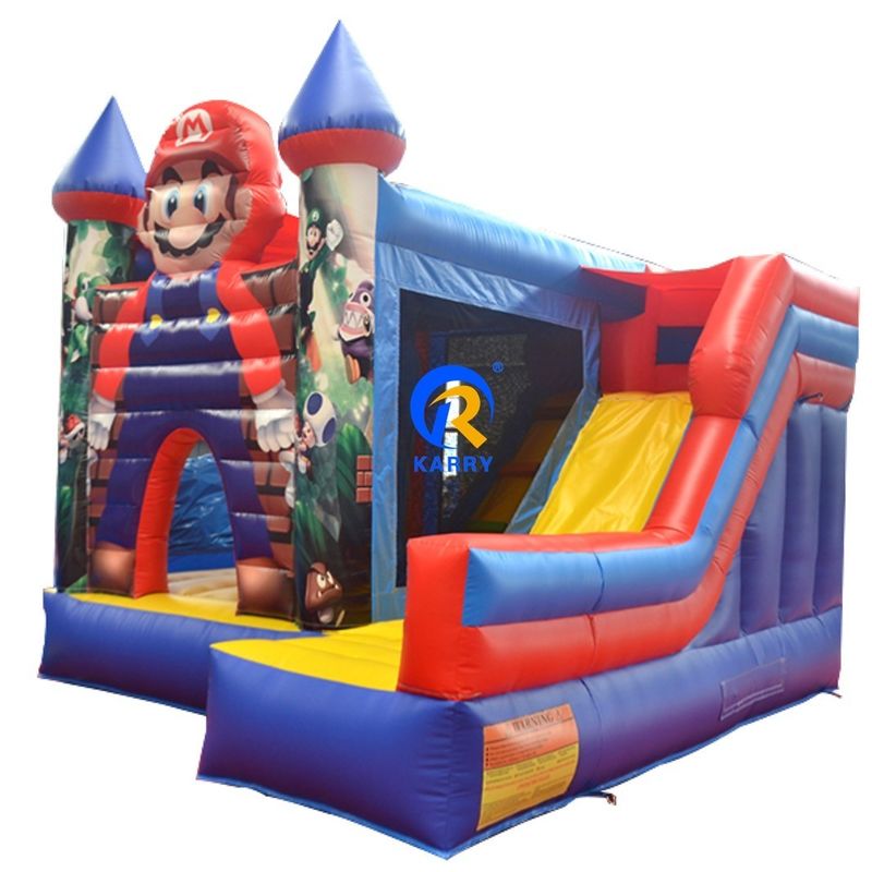 0.55mm PVC Vinyl Tarpaulin aufblasbar Mario Bounce House Combo Schloss Rutsche mit Blaser