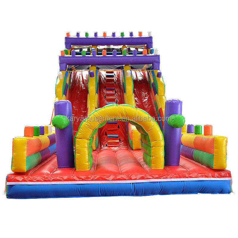 19 Fuß breite 2-spurige aufblasbare Gebäudesteile Nasse und Trockene Rutsche für Kinder Park Party Outdoor