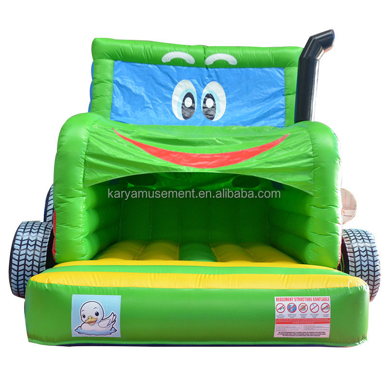 Kinder Indoor Outdoor Bungee Trampolin aufblasbar Sprungschloss Springer grüner Traktor