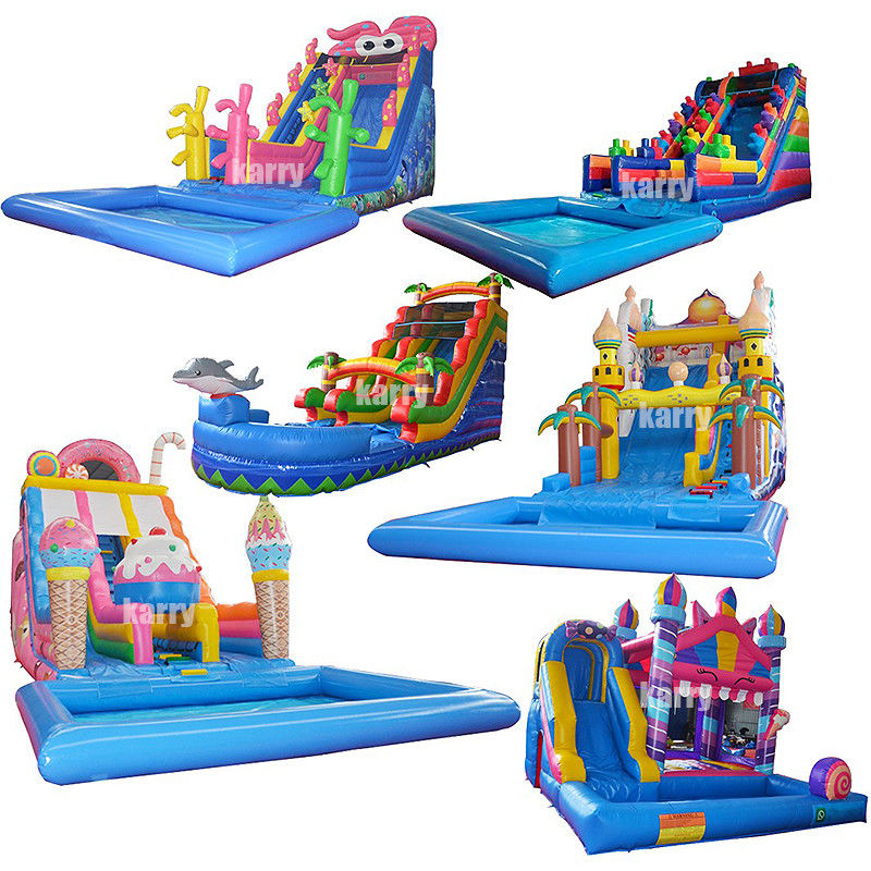 Süßigkeiten Themen aufblasbare Wasserrutsche mit Kinderspielpool und maximale Kapazität 100-500kg