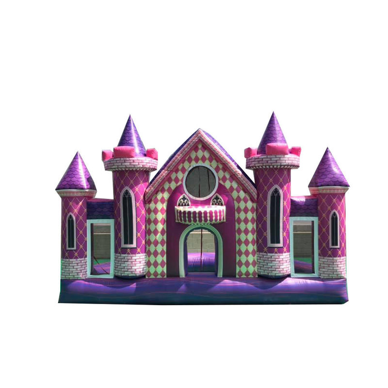 Outdoor-Spielplatz Custom PVC Aufblasbare rosa Burg Hintergrund für Geburtstag/Hochzeit