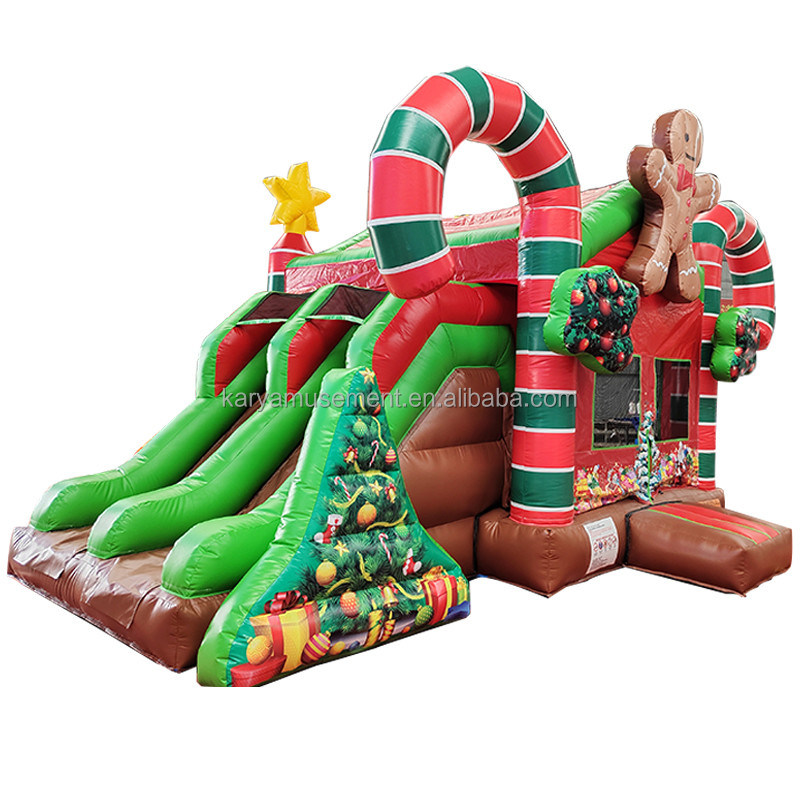 Innen- und Außenhandel aufblasbares Weihnachtssprunghaus mit Doppelschienen und Blaser