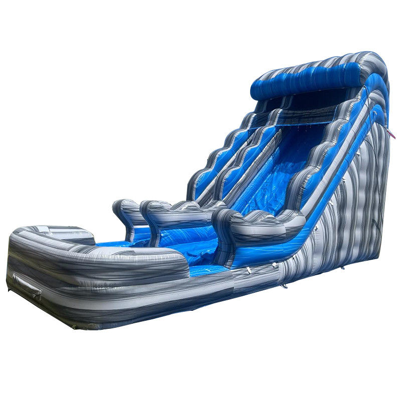 Außenvermietung Grauer Marmor PVC Blauer Wasserrutschen mit Pool und Sprung