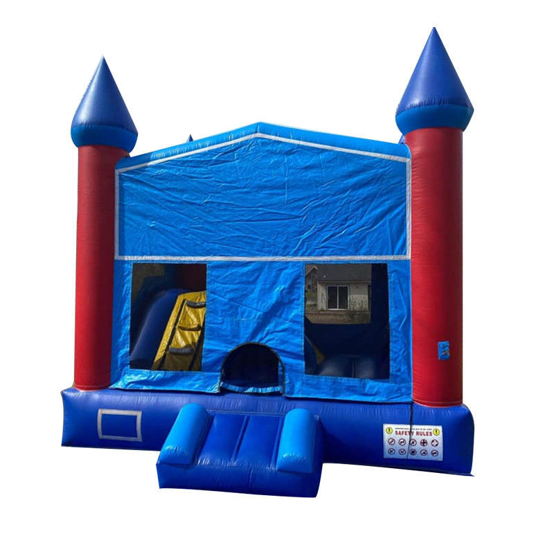 angepasste Farbe Kinder Blaues Schloss PVC aufblasbares Sprunghaus mit Innenrutsche