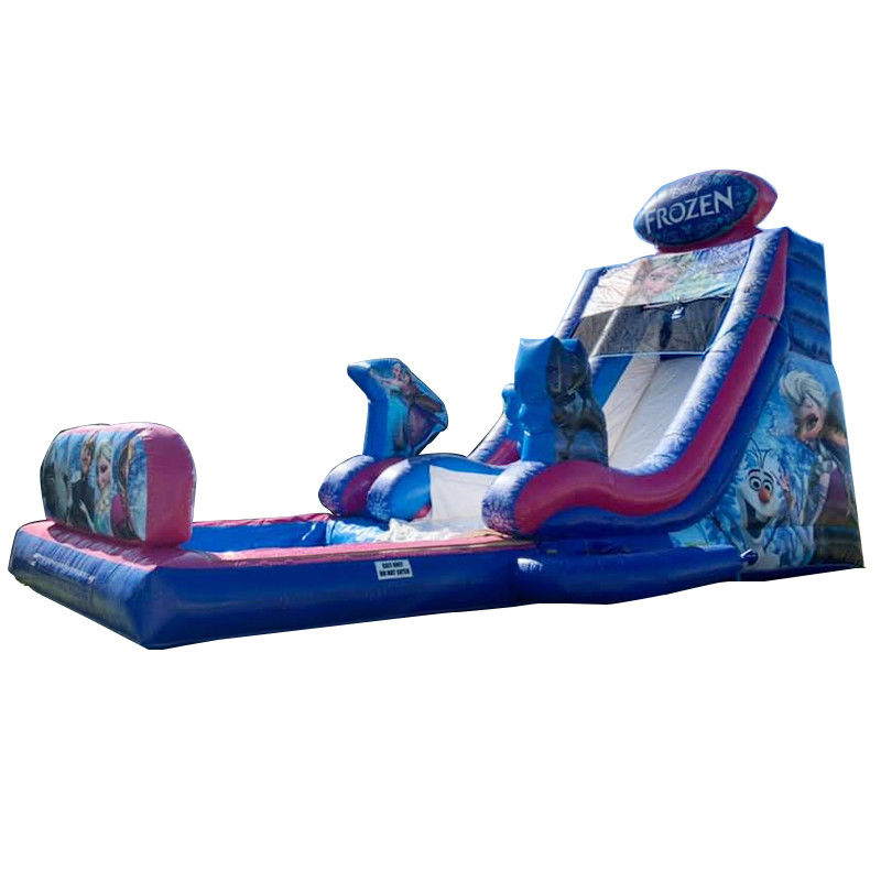 Maximale Kapazität 100-500kg Aufblasbare eingefrorene Themen Bounce House Wasserrutsche mit großem Pool