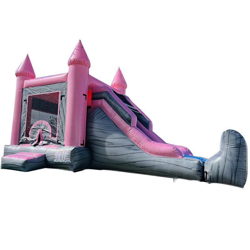 Pink und Grau Kinderburg Aufblasbares Sprunghaus Schlittschwimmbad Kombo Party Miete