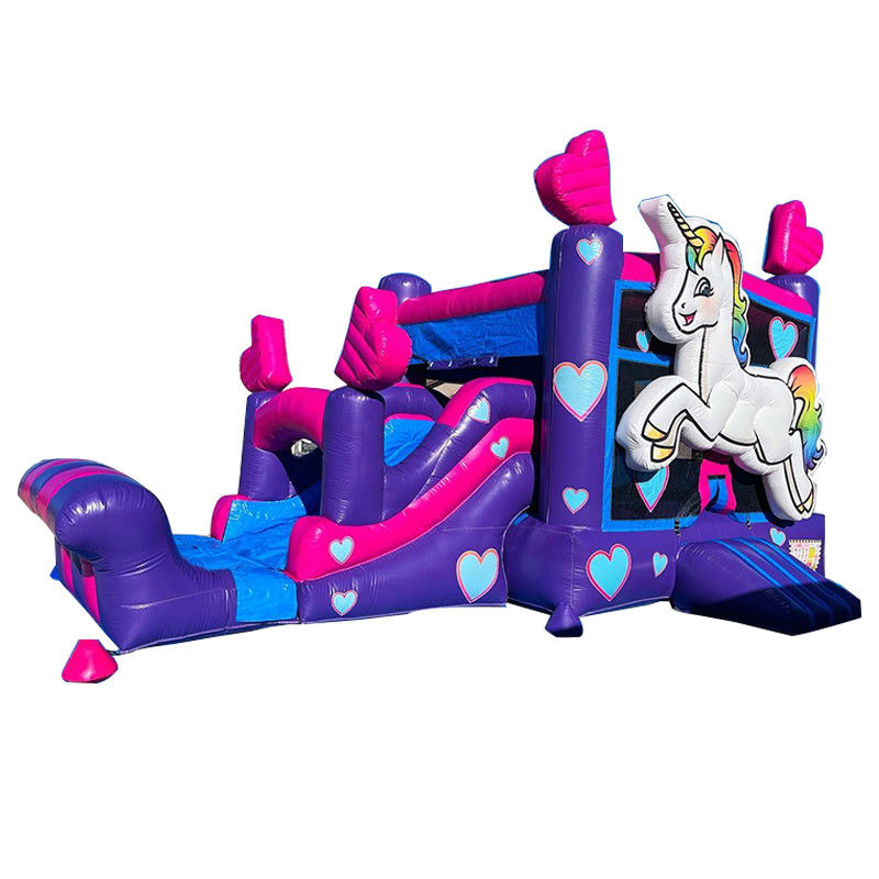 Reparatur-Kits zur Verfügung gestellt kommerzielle PVC Rainbow Einhorn Sprunghaus mit Rutsche und Pool