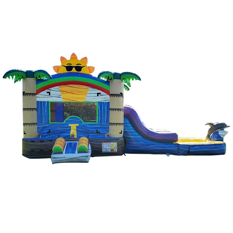 Unisex 27FT gewerbliche PVC-Sonnenburg mit Schiebe aufblasbares Sprungschloss und Dual Lane Pool