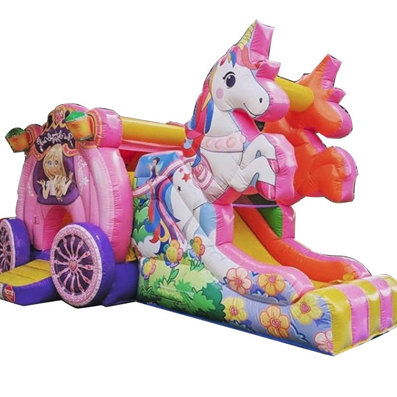 Versandweg See Air Express Regenbogen Einhorn Aufblasbare Sprungbouncer mit Rutsche