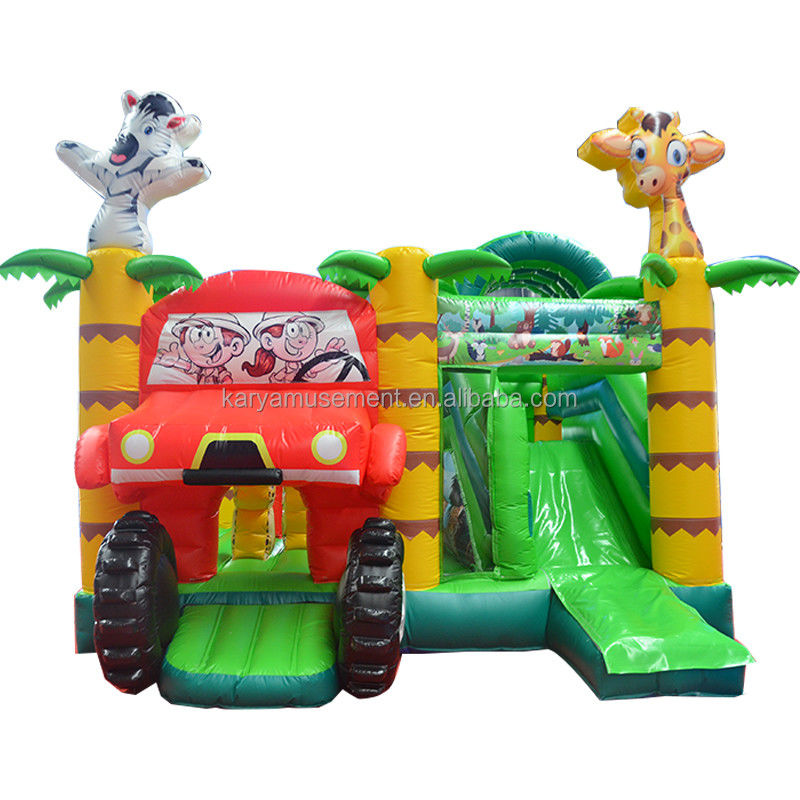 Wild Jungle Safari aufblasbare Springburg kundenspezifische Farbe Sprunghaus mit Rutsche