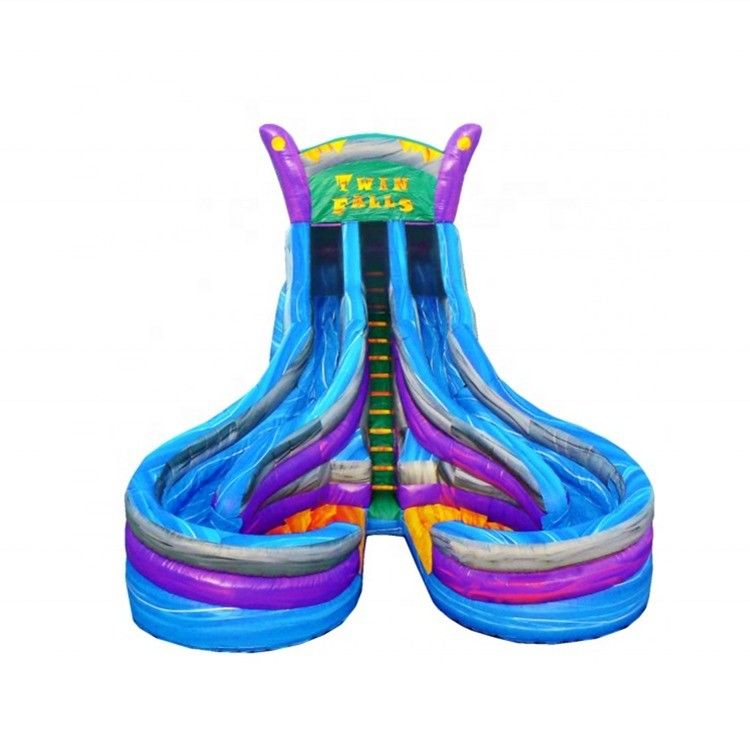Hinterhof Spaß Große aufblasbare Wasserrutsche mit zwei Fahrbahnen Nassschleifer und 0,55 mm Platon PVC