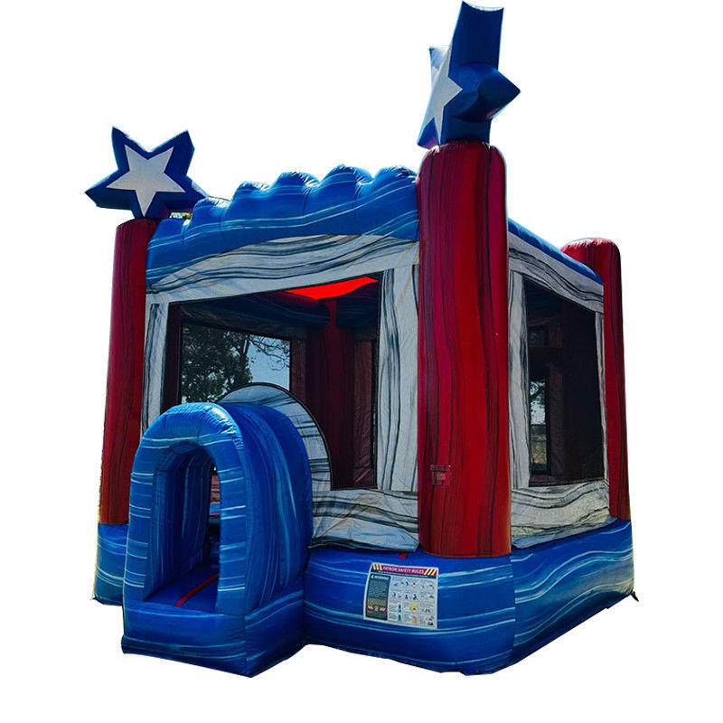 Kundenlogo PVC Kleinkindbett Blauer Stern aufblasbares Sprunghaus Sprungschloss zur Miete