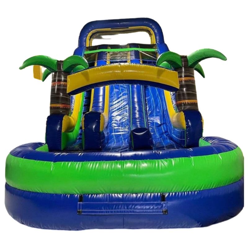 Indoor Doppelschichtverstärkte PVC-Palmbaum aufblasbare Doppelslide Wasserrutsche mit Pool für Kinder und Erwachsene