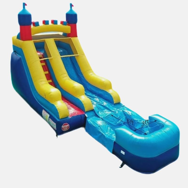 Wasserbecken Schloss Stil Aufblasbare Sprunghafte Fancy lange Wasserrutsche für Kinder und Erwachsene