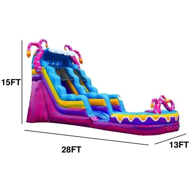 Unisex 28ft aufblasbare Wasserrutsche mit Pool und Blaser