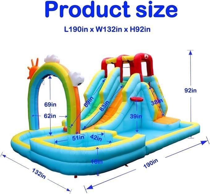 Regenbogen-Wasservorhang und Felsklettern aufblasbares Wasser Doppelslide-Park-Spiel für Kinder