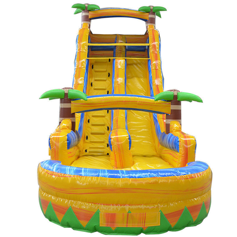 Spaß im Freien und im Innenbereich Farbenfrohe Palmen aufblasbare Wasserrutschen für Kinder im Alter von 8-13 Jahren