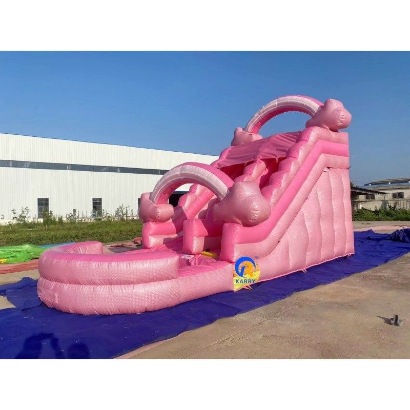 Unisex Mega Pink aufblasbare Wasserrutsche mit Wasserpool und Sprunghaus All-in-One