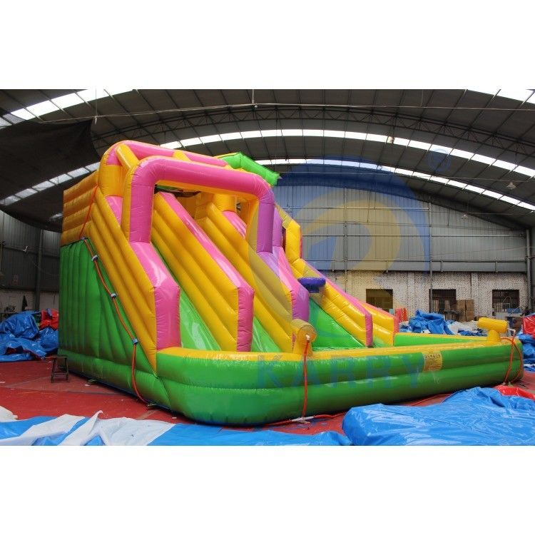 Farbiger Marmor Tropischer Wasserrutsch aufblasbarer Combo Bouncer für Unisex Verkauf