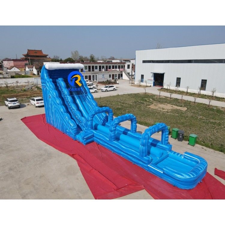 18x4.5x7m Außen-Doppelslide Aufblasbare Wasserrutsche Pool Combo Große erweiterte Rutsche